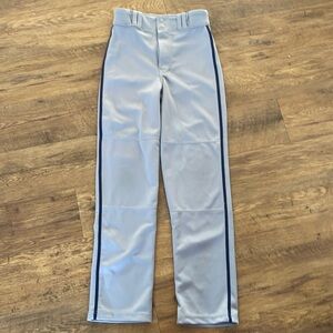 Large Boys Champro Blue Grey Gray Striped Baseball Pants Open Bottom